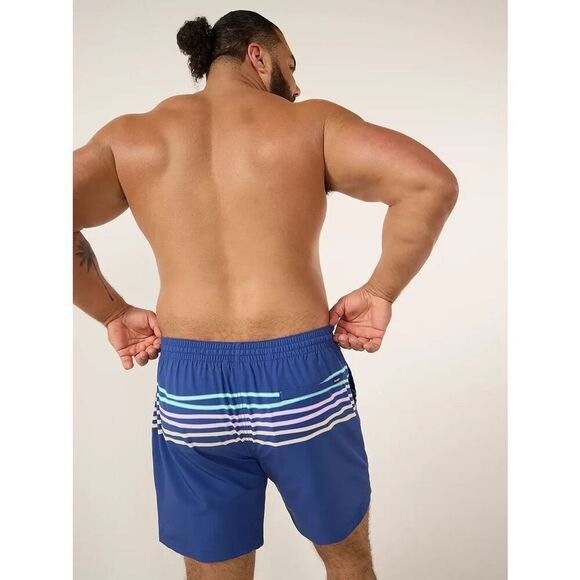 NWOT Chubbies Men’s The Moon Shadows 7” Classic Swim Trunk Navy Neon Stripe LG - Picture 5 of 7